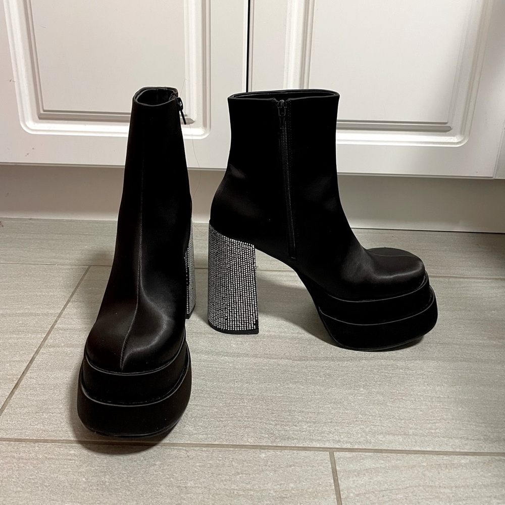 Size 8 Call it spring bedazzled platform boots as is